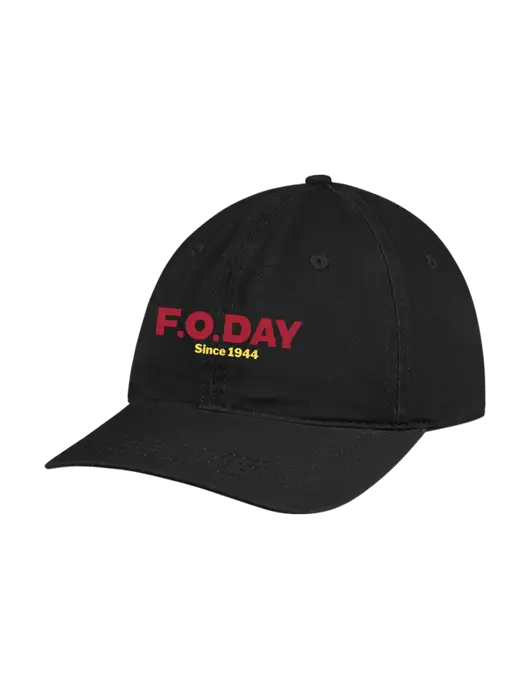 Garment Washed Unstructured Twill Black Cap w/F.O.Day Logo