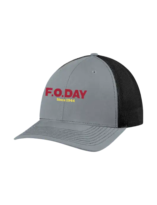 Richardson Adjustable Snapback Original 112 Trucker Cap Heather Grey w/Black Mesh w/F.O.Day Logo