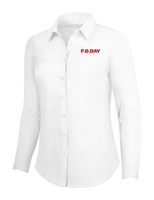 White Womens SuperPro Oxford Shirt w/F.O.Day Logo