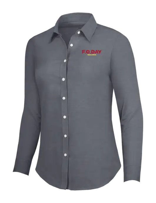 Dark Grey Womens SuperPro Oxford Shirt w/F.O.Day Logo