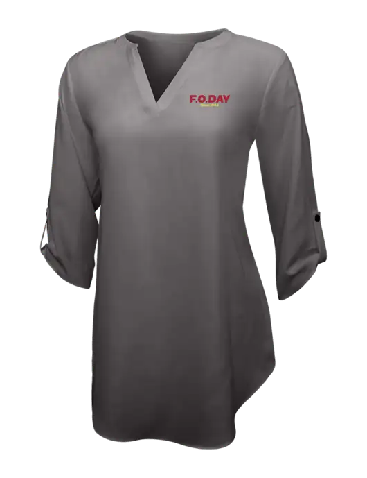 Dark Grey Womens 3/4 Sleeve Tunic Blouse w/F.O.Day Logo