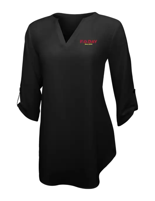 Womens Black 3/4 Sleeve Tunic Blouse w/F.O.Day Logo