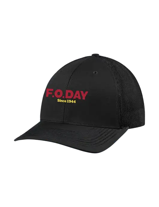 Richardson Adjustable Snapback Original 112 Trucker Cap Black w/Black Mesh w/F.O.Day Logo