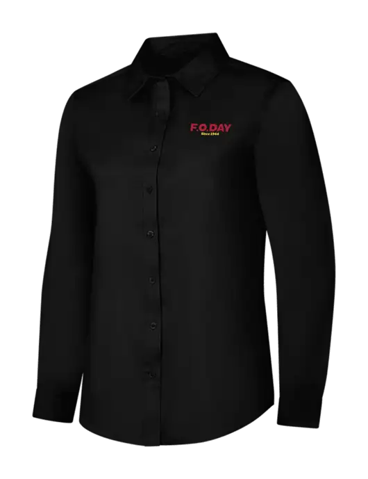 Womens Black Long Sleeve Superpro React Twill Shirt w/F.O.Day Logo