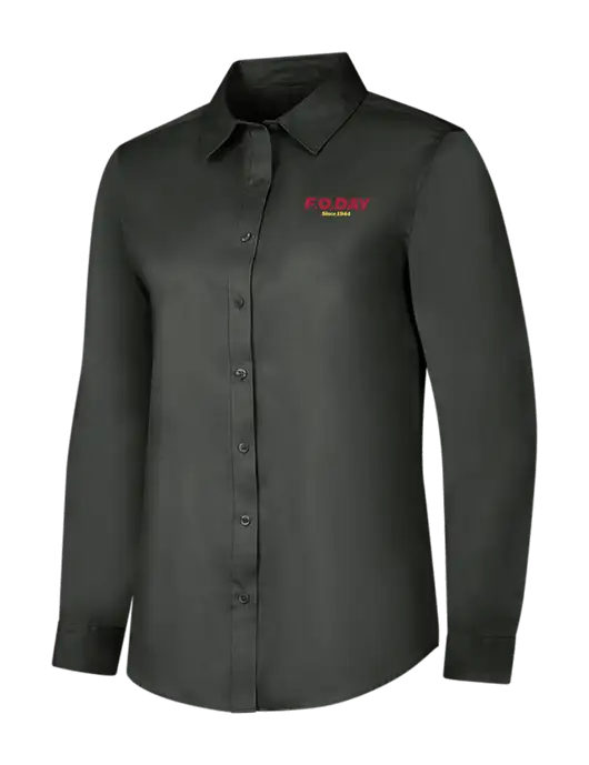 Dark Grey Womens Long Sleeve Superpro React Twill Shirt w/F.O.Day Logo