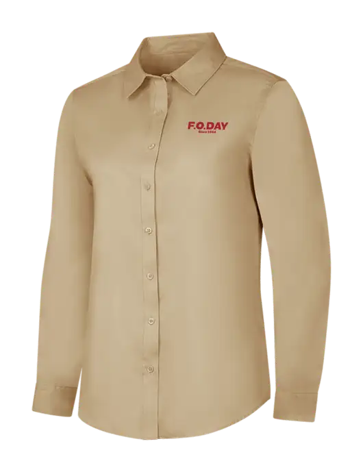 Dark Tan Womens Long Sleeve Superpro React Twill Shirt w/F.O.Day Logo