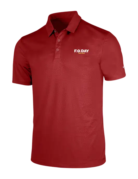 NIKE Red Dri-Fit Embossed Tri-Blade Polo w/F.O.Day Logo