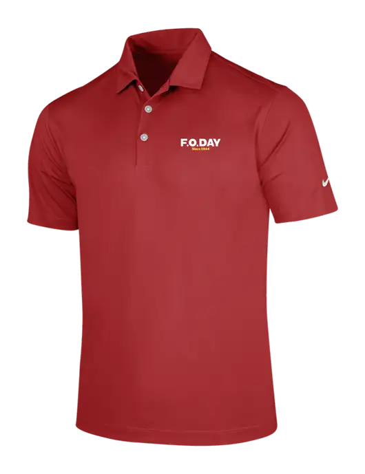 NIKE Red Dri-Fit Vertical Mesh Polo w/F.O.Day Logo