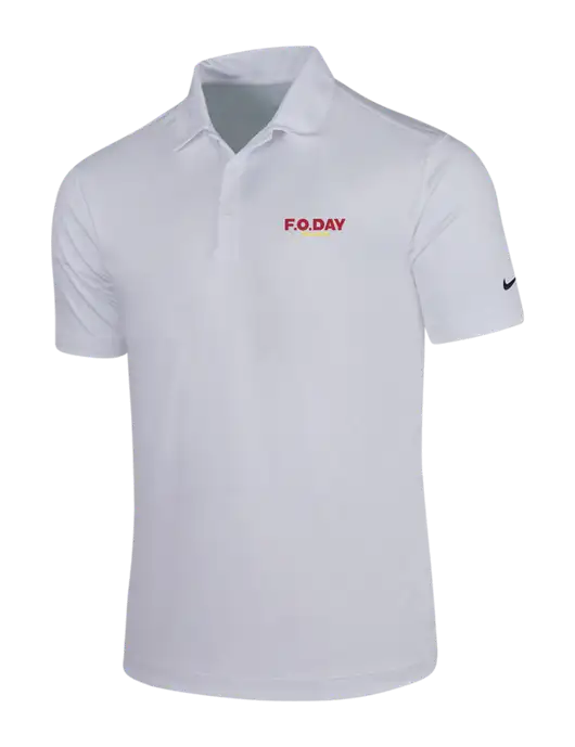NIKE White Dri-Fit Vertical Mesh Polo w/F.O.Day Logo