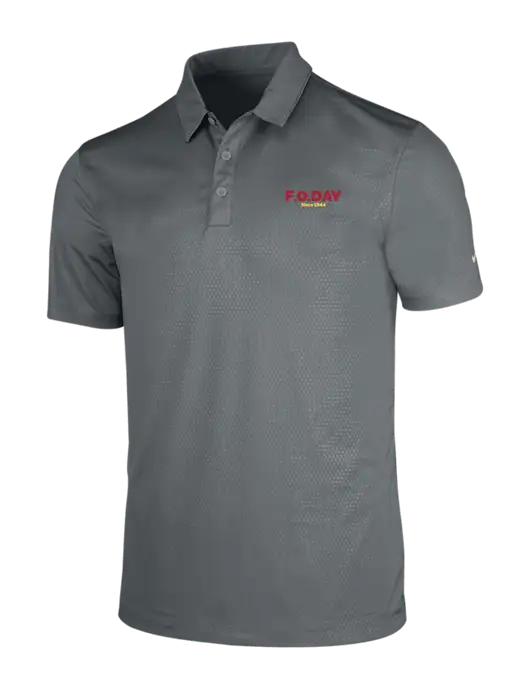 NIKE Medium Grey Dri-Fit Embossed Tri-Blade Polo w/F.O.Day Logo