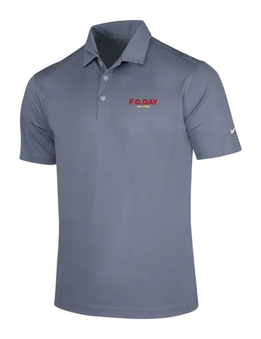 NIKE Medium Grey Dri-Fit Vertical Mesh Polo w/F.O.Day Logo