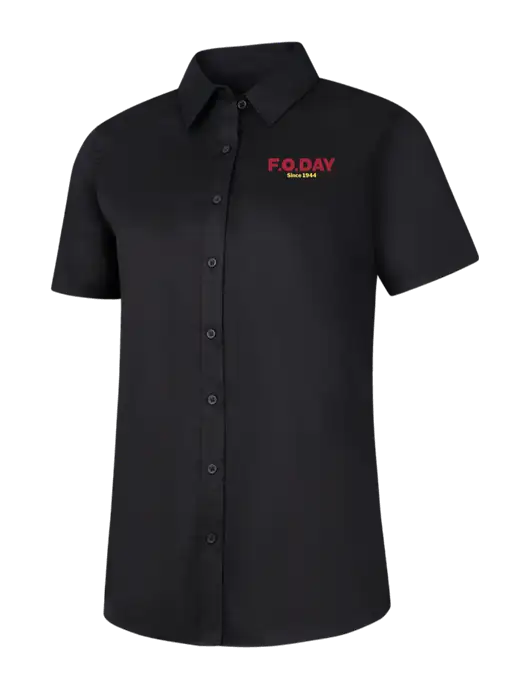 Womens Black Short Sleeve Superpro React Twill Shirt w/F.O.Day Logo