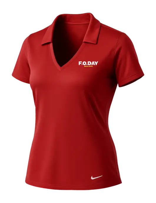 NIKE Red Womens Dri-Fit Vertical Mesh Polo w/F.O.Day Logo