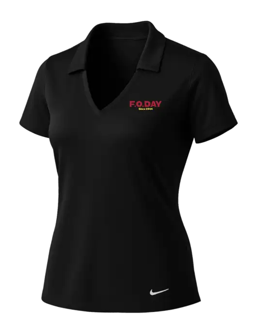 NIKE Black Womens Dri-Fit Vertical Mesh Polo w/F.O.Day Logo