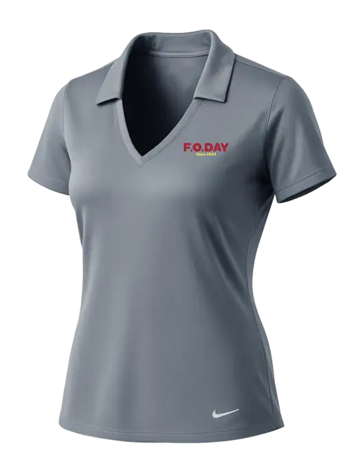 NIKE Medium Grey Womens Dri-Fit Vertical Mesh Polo w/F.O.Day Logo