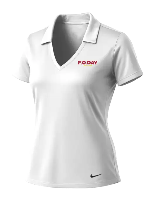 NIKE White Womens Dri-Fit Vertical Mesh Polo w/F.O.Day Logo