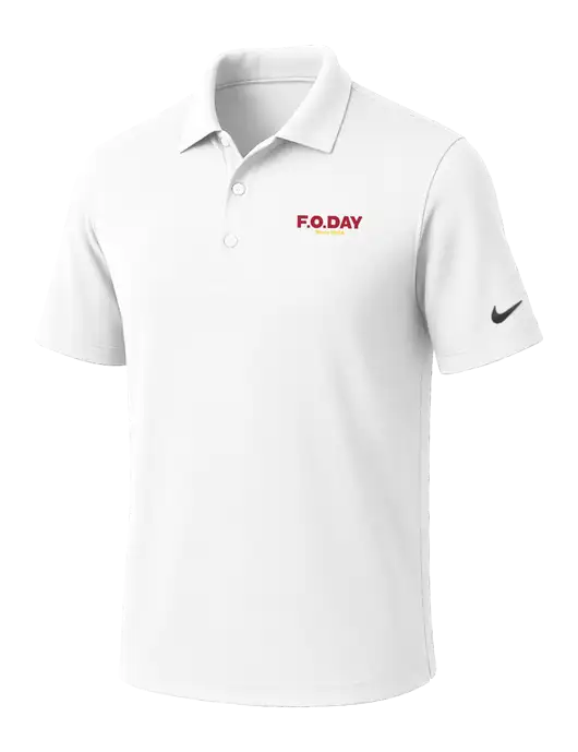 NIKE White Dri-Fit Micro Pique Polo w/F.O.Day Logo