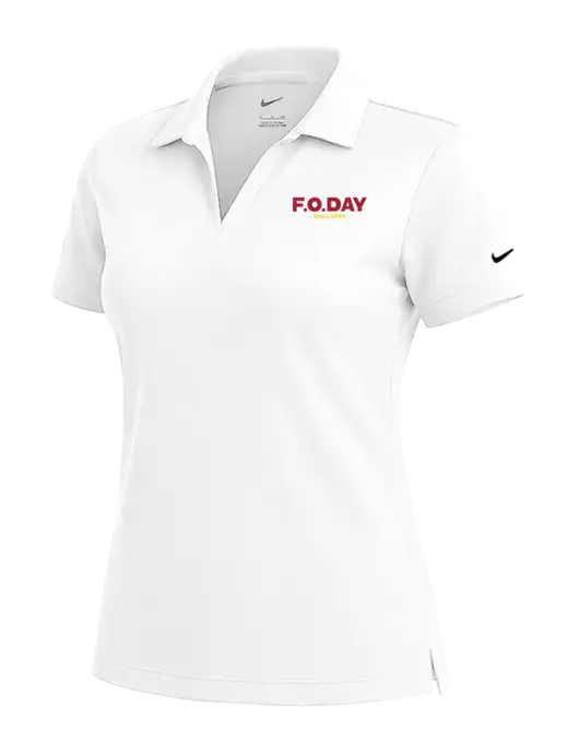 NIKE White Womens Dri-Fit Micro Pique Polo w/F.O.Day Logo