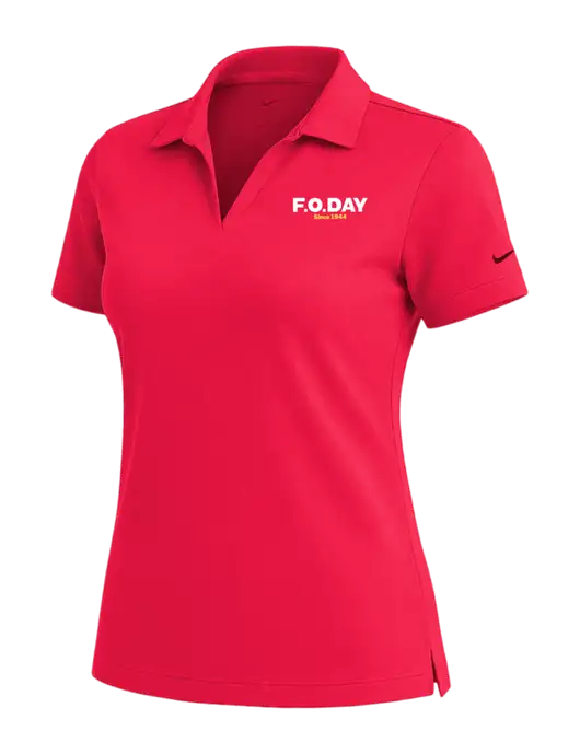 NIKE Red Womens Dri-Fit Micro Pique Polo w/F.O.Day Logo