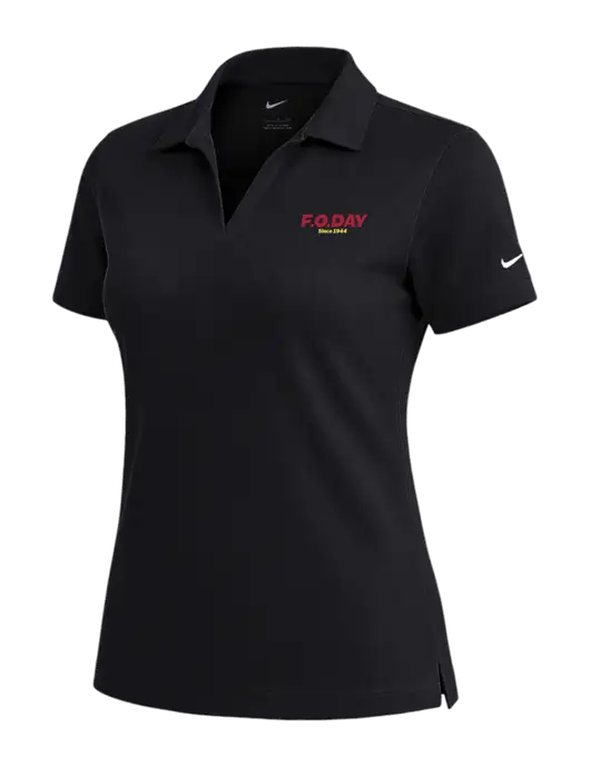 NIKE Black Womens Dri-Fit Micro Pique Polo w/F.O.Day Logo