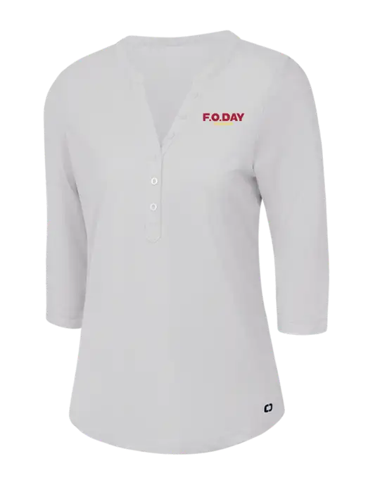 OGIO Bright White Jewel Henley w/F.O.Day Logo
