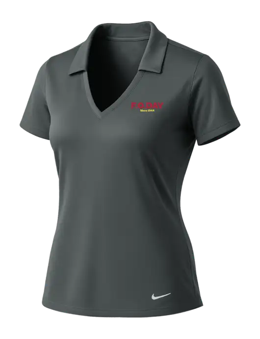 NIKE Dark Grey Womens Dri-Fit Vertical Mesh Polo w/F.O.Day Logo