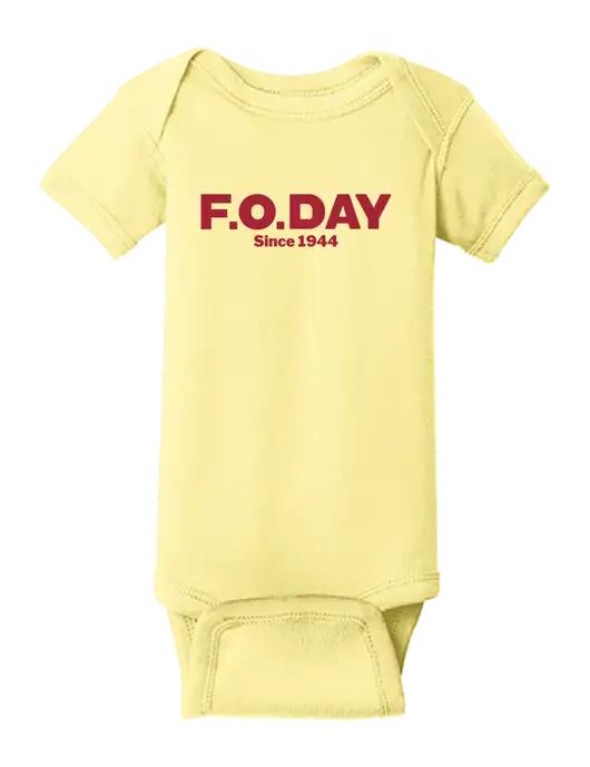 Rabbit Skins Banana Infant Short Sleeve Baby Rib Bodysuit w/F.O.Day Logo