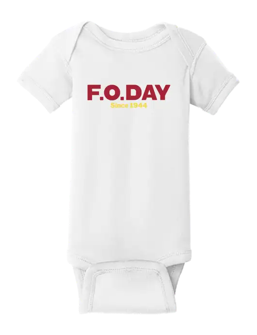 Rabbit Skins White Infant Short Sleeve Baby Rib Bodysuit w/F.O.Day Logo