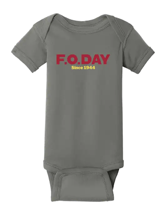Rabbit Skins Charcoal Infant Short Sleeve Baby Rib Bodysuit w/F.O.Day Logo