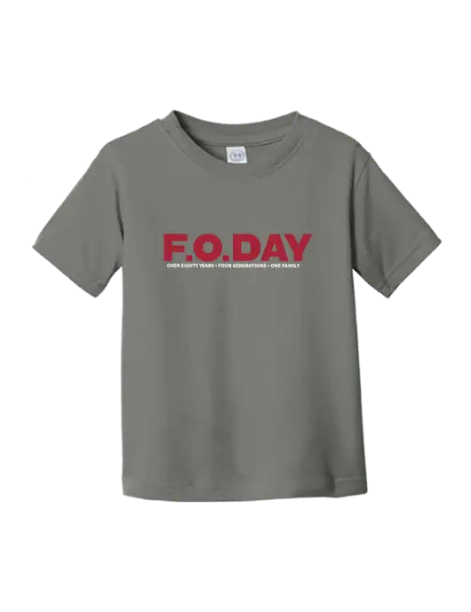 Rabbit Skins Charcoal Toddler Fine Jersey Tee w/F.O.Day 80 Years Logo