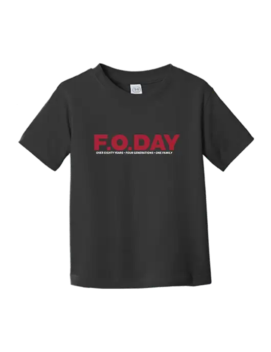Rabbit Skins Black Toddler Fine Jersey Tee w/F.O.Day 80 Years Logo