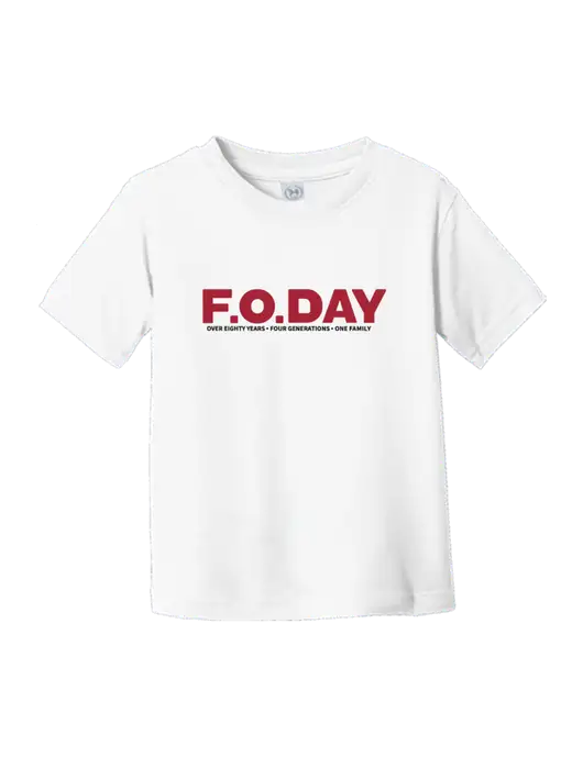 Rabbit Skins White Toddler Fine Jersey Tee w/F.O.Day 80 Years Logo