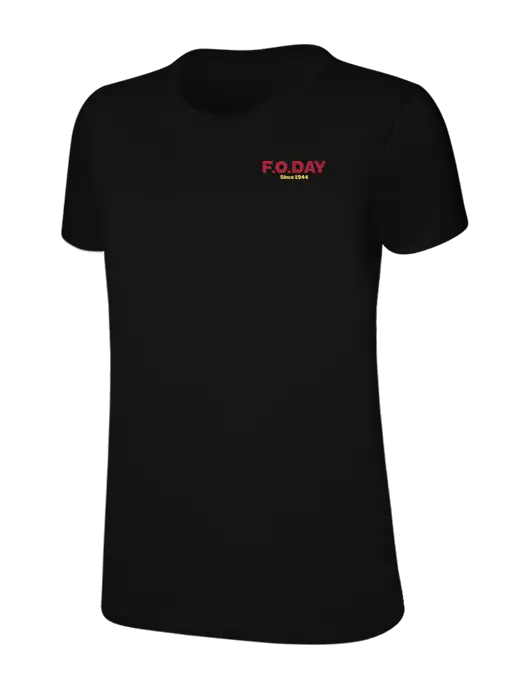 Womens Ring Spun Jet Black 4.5 oz T-Shirt w/F.O.Day Logo