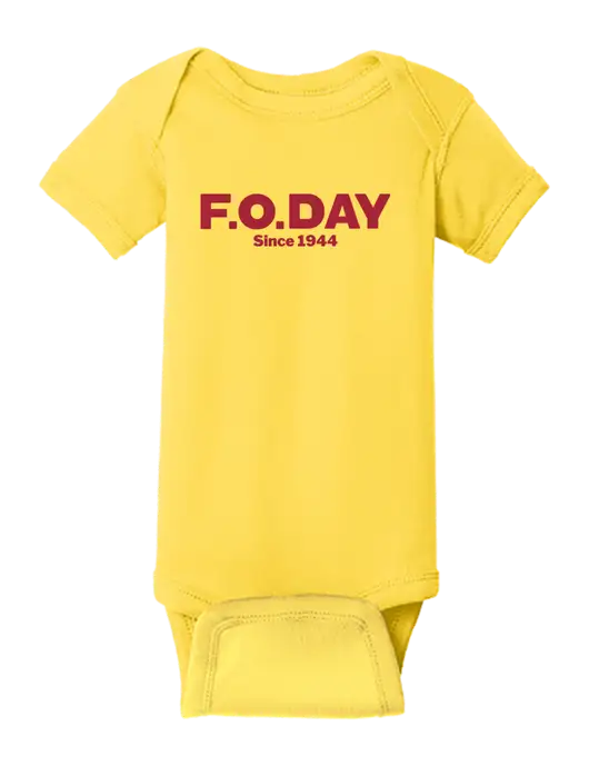 Rabbit Skins Yellow Infant Short Sleeve Baby Rib Bodysuit w/F.O.Day Logo