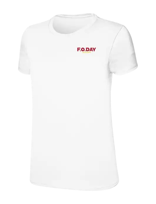 Womens Ring Spun White 4.5 oz T-Shirt w/F.O.Day Logo