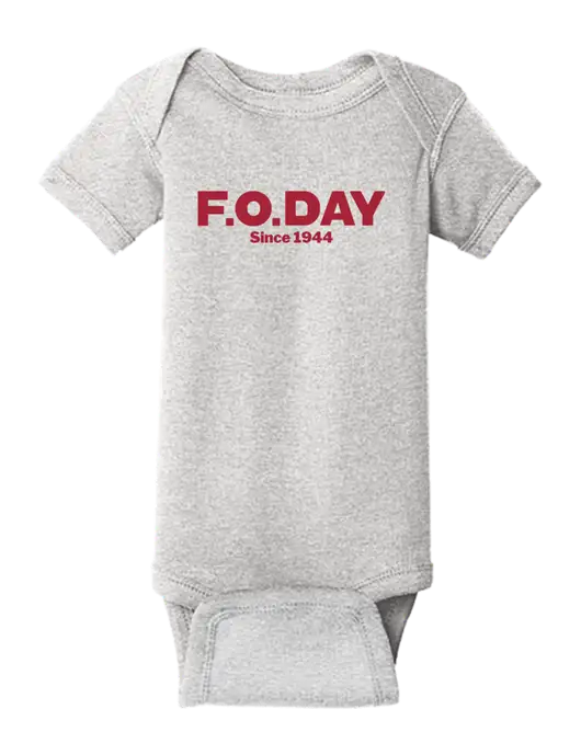 Rabbit Skins Light Grey Heather Infant Short Sleeve Baby Rib Bodysuit w/F.O.Day Logo