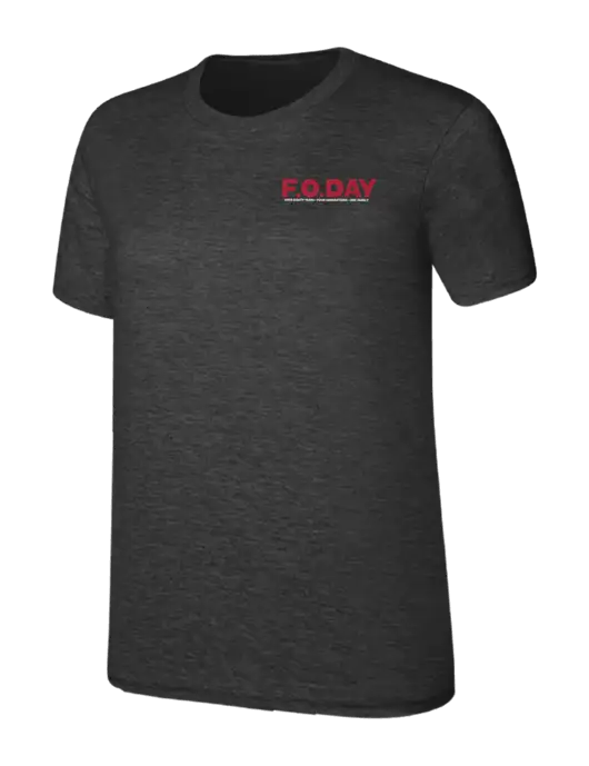 Womens Ring Spun Dark Heather Grey 4.5 oz T-Shirt w/F.O.Day 80 Years Logo