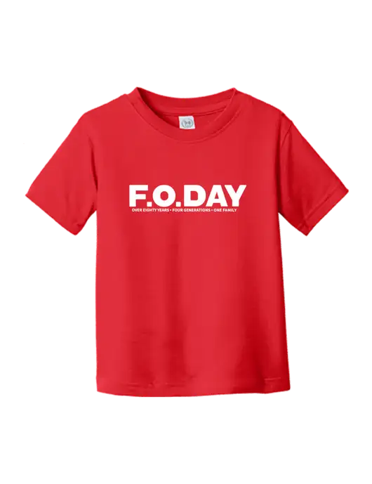 Rabbit Skins Red Toddler Fine Jersey Tee w/F.O.Day 80 Years Logo