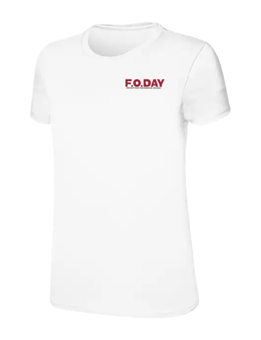 Womens Ring Spun White 4.5 oz T-Shirt w/F.O.Day 80 Years Logo