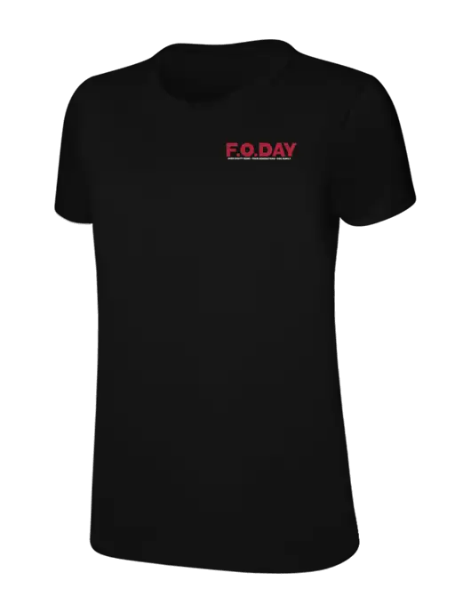 Womens Ring Spun Jet Black 4.5 oz T-Shirt w/F.O.Day 80 Years Logo