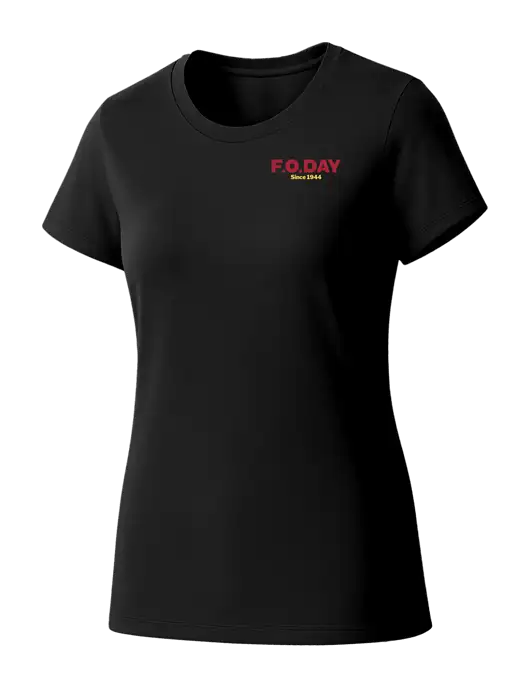 Womens Seriously Soft Black T-Shirt w/F.O.Day Logo