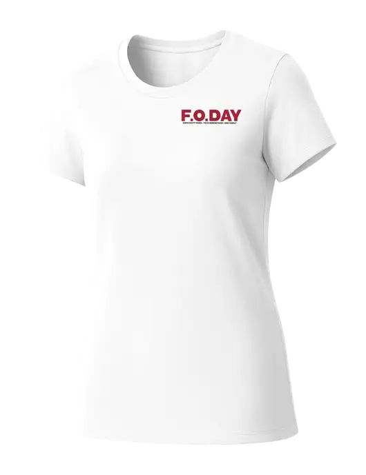 Womens Seriously Soft White T-Shirt w/F.O.Day 80 Years Logo