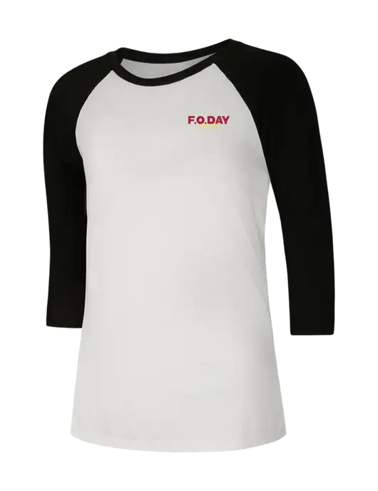 Womens Simply Soft 3/4 Sleeve Black/White Ring Spun Cotton T-Shirt w/F.O.Day Logo