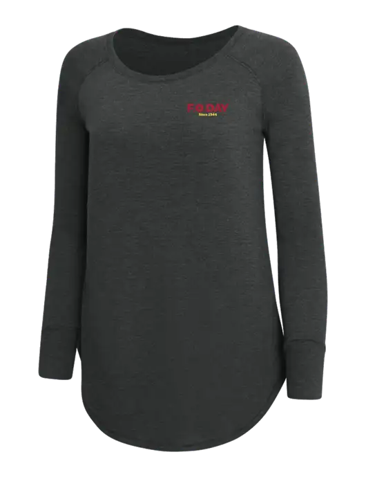 Womens Perfect Wide Collar Tunic Tri-Blend Black Frost 4.5 oz T-Shirt w/F.O.Day Logo