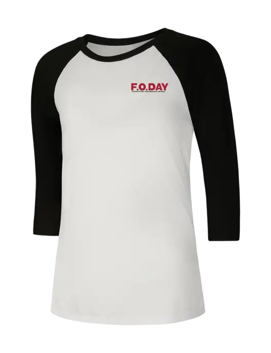 Womens Simply Soft 3/4 Sleeve Black/White Ring Spun Cotton T-Shirt w/F.O.Day 80 Years Logo