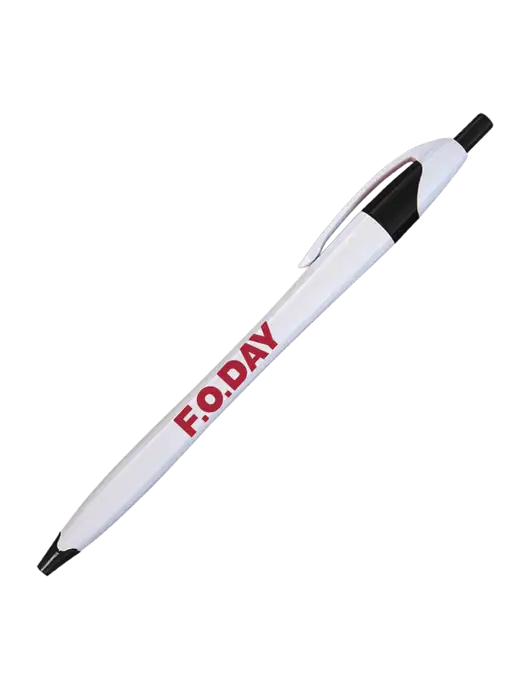 Novella White/Black Classic Pen - Blue Ink w/F.O.Day Logo