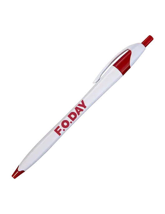 Novella White/Red Classic Pen - Blue Ink w/F.O.Day Logo