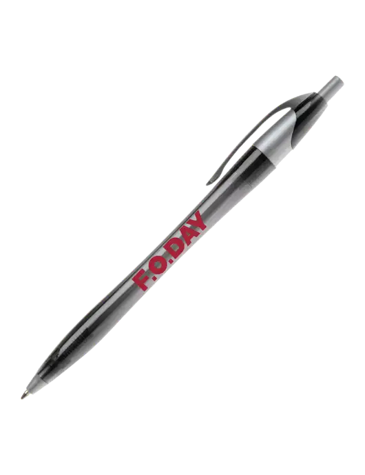 Novella Translucent Black/Silver Jewel Pen - Blue Ink w/F.O.Day Logo