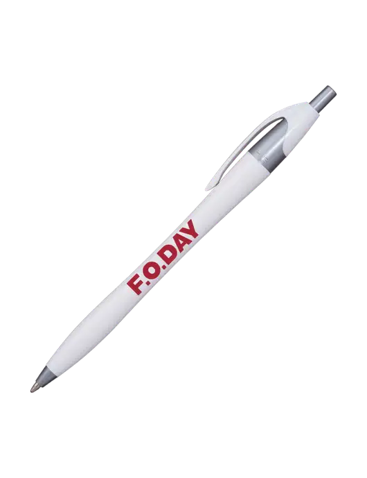 Novella White/Silver Shimmer Pen - Blue Ink w/F.O.Day Logo
