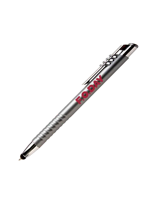Schirhart Grey Stylus Pen - Blue Ink w/F.O.Day Logo